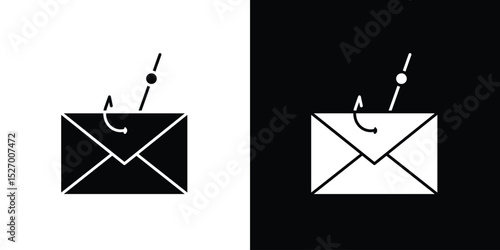 Email phishing icon in flat version on black and white background