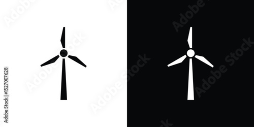 Eolic energy icon in flat version on black and white background