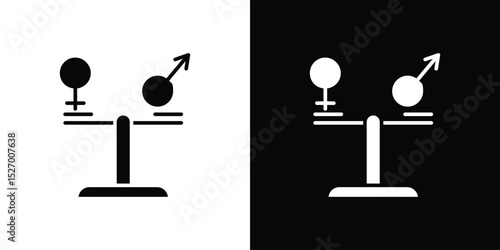 Equality icon in flat version on black and white background