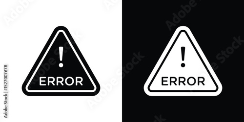 Error icon in flat version on black and white background