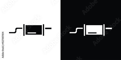 Exhaust pipe icon in flat version on black and white background