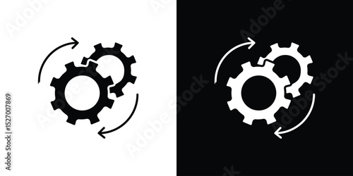 Execution icon in flat version on black and white background
