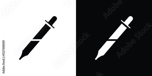 Eye dropper half icon in flat version on black and white background