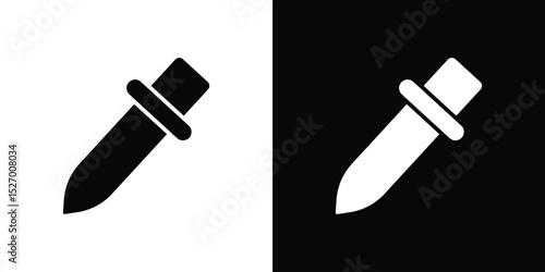 Eye dropper icon in flat version on black and white background