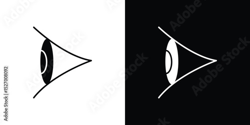 Eye side icon in flat version on black and white background