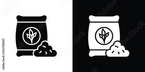 Fertilizer icon in flat version on black and white background