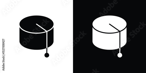 Fez hat icon in flat version on black and white background
