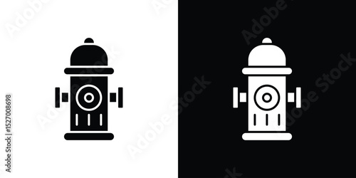 Fire hydrant icon in flat version on black and white background