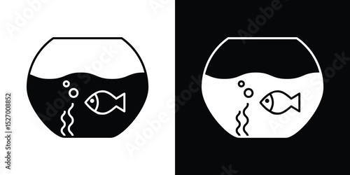 Fish bowl icon in flat version on black and white background
