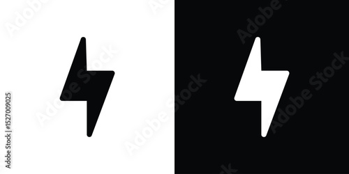 Flash icon in flat version on black and white background