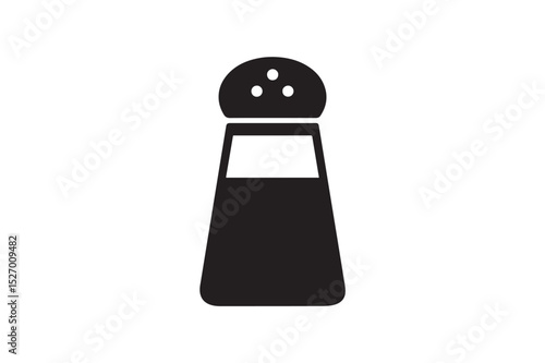 Black and white salt shaker icon silhouette on white background.
