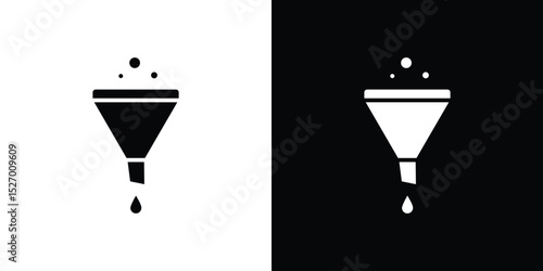 Funnel icon in flat version on black and white background
