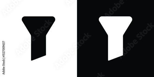 Funnel icon in flat version on black and white background