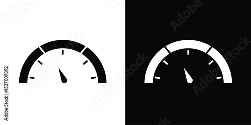 Gauge icon in flat version on black and white background
