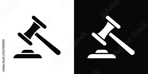 Gavel icon in flat version on black and white background