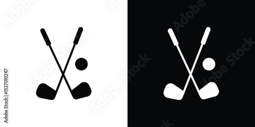 Golf club icon in flat version on black and white background