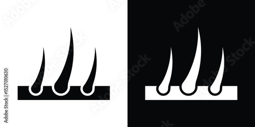 Hair icon in flat version on black and white background