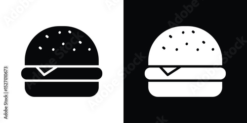 Hamburger icon in flat version on black and white background