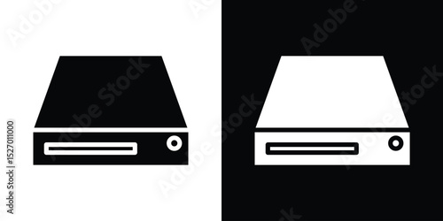 Hard Disk icon in flat version on black and white background