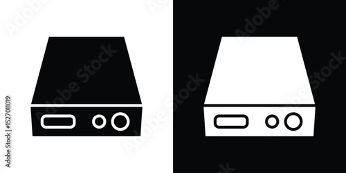 Hard drive icon in flat version on black and white background