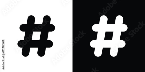 Hashtag icon in flat version on black and white background