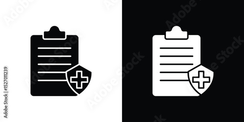 Health insurance icon in flat version on black and white background