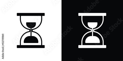 Hourglass icon in flat version on black and white background