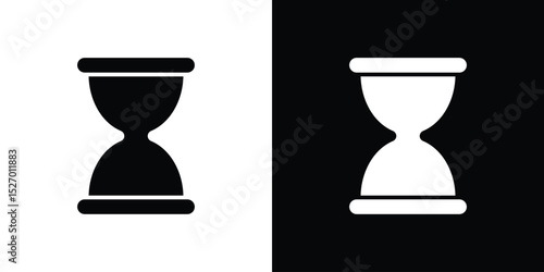 Hourglass icon in flat version on black and white background