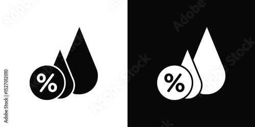 Humidity icon in flat version on black and white background