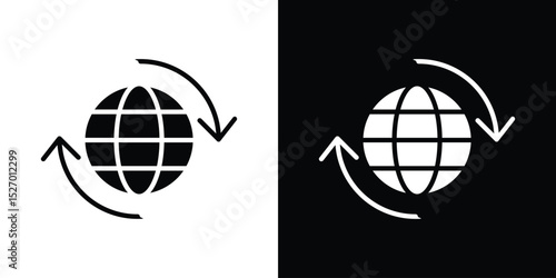 Import export icon in flat version on black and white background