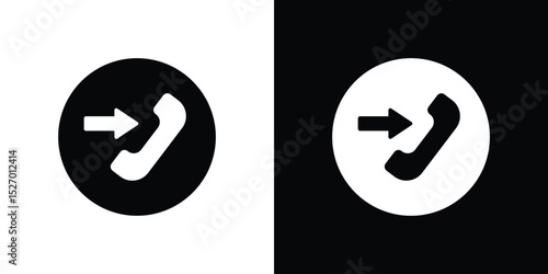 Incoming Call icon in flat version on black and white background