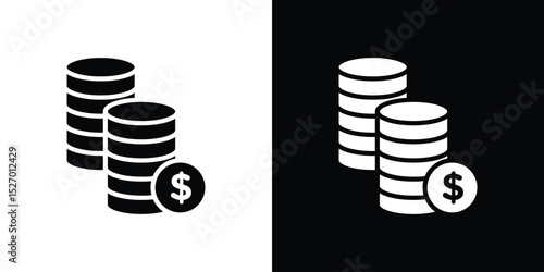 Income icon in flat version on black and white background