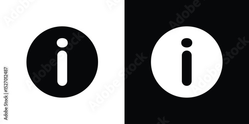 Info icon in flat version on black and white background