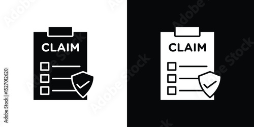 Insurance Claim icon in flat version on black and white background