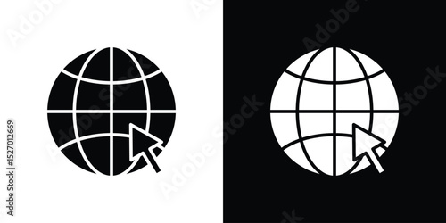 Internet icon in flat version on black and white background