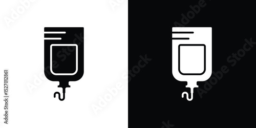 IV bag icon in flat version on black and white background