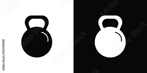 Kettlebell icon in flat version on black and white background