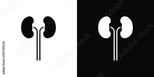 Kidneys icon in flat version on black and white background