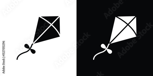 Kite icon in flat version on black and white background