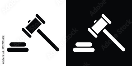 Law icon in flat version on black and white background