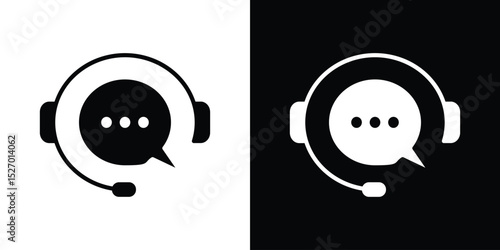 Live chat icon in flat version on black and white background