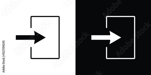Log in icon in flat version on black and white background