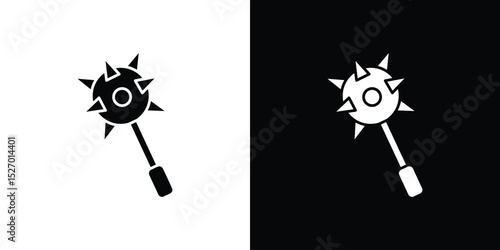 Mace icon in flat version on black and white background