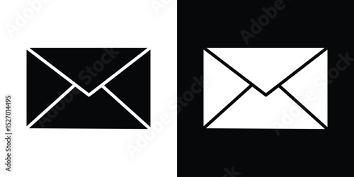 Mail icon in flat version on black and white background