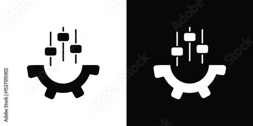Mass customization icon in flat version on black and white background