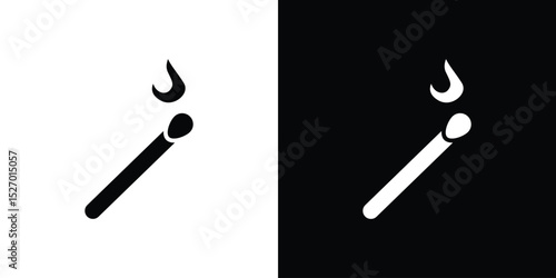Matches icon in flat version on black and white background
