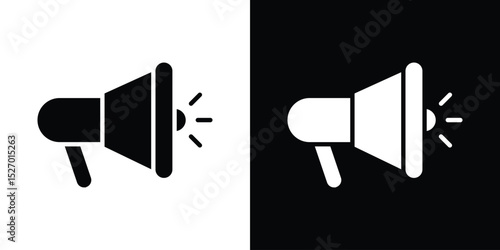 Megaphone icon in flat version on black and white background