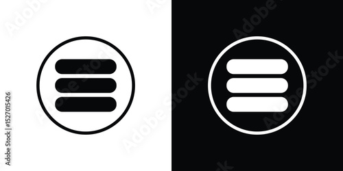 Menu list button icon in flat version on black and white background