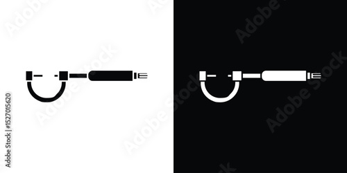 Micrometer icon in flat version on black and white background