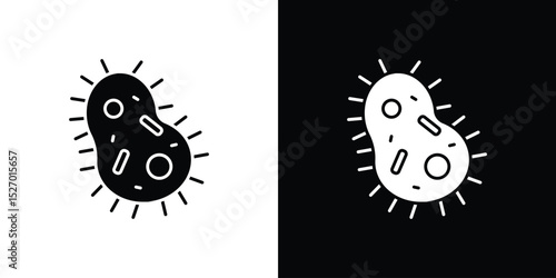Microorganism icon in flat version on black and white background